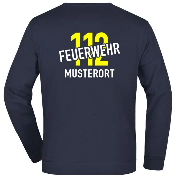 Sweatshirt | Feuerwehr schräg mit Ortsname und 112 Navy – Bild 3