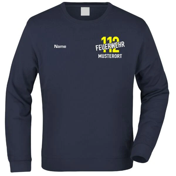 Sweatshirt | Feuerwehr schräg mit Ortsname und 112 Navy – Bild 2