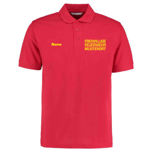 Poloshirt | Freiwillige Feuerwehr Block mit Ortsname Basic Rot