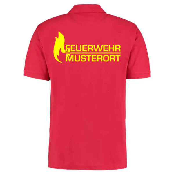 Poloshirt | Feuerwehr Flammen mit Ortsname Basic Rot – Bild 3