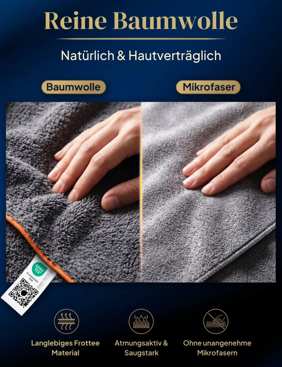 Damen Bademantel mit Kapuze aus kuscheliger Baumwolle - delphingrau - extra weich und bequem - OEKO-TEX zertifiziert – Bild 4