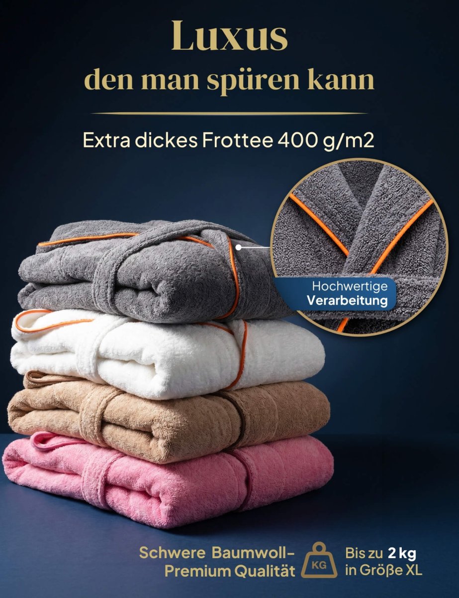 Damen Bademantel mit Kapuze aus kuscheliger Baumwolle - delphingrau - extra weich und bequem - OEKO-TEX zertifiziert – Bild 7